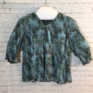 Maggie Barnes Top Pleated Stretch V Neck Shirt 3X